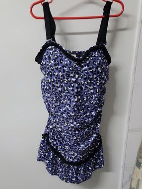 Jessica Purple Leopard Print Swim One-Piece with Black Accents